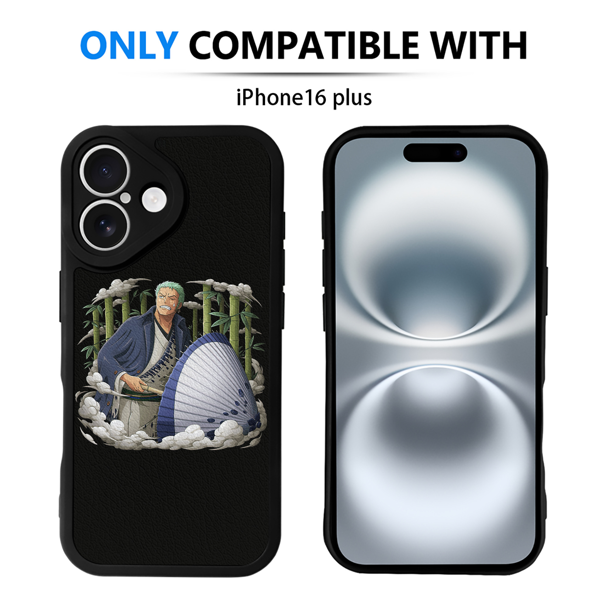 （画像用） ワンピース ロロノア・ゾロ ONE PIECE Roronoa Zoro 【iPhone 16シリーズ対応】シリコンスマホケース（レザー調） 材質：シリコン